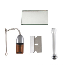 All in one Snuff Set with Sniff Tube Snuff Bottle Glass Plate and Carry Pouch Smoking accessories
